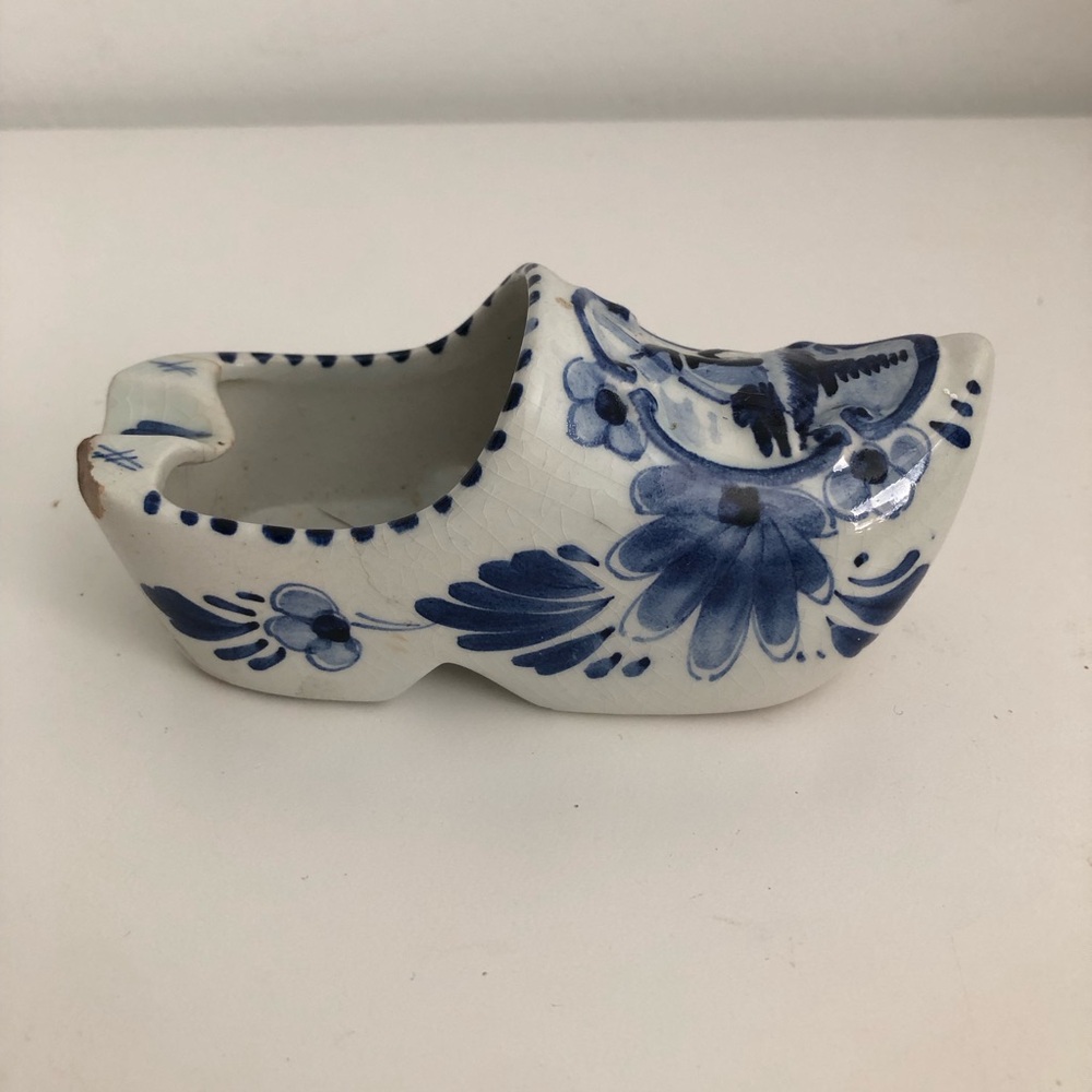 Vintage Blue and White Delft Ceramic Clog